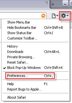 Safari preferences